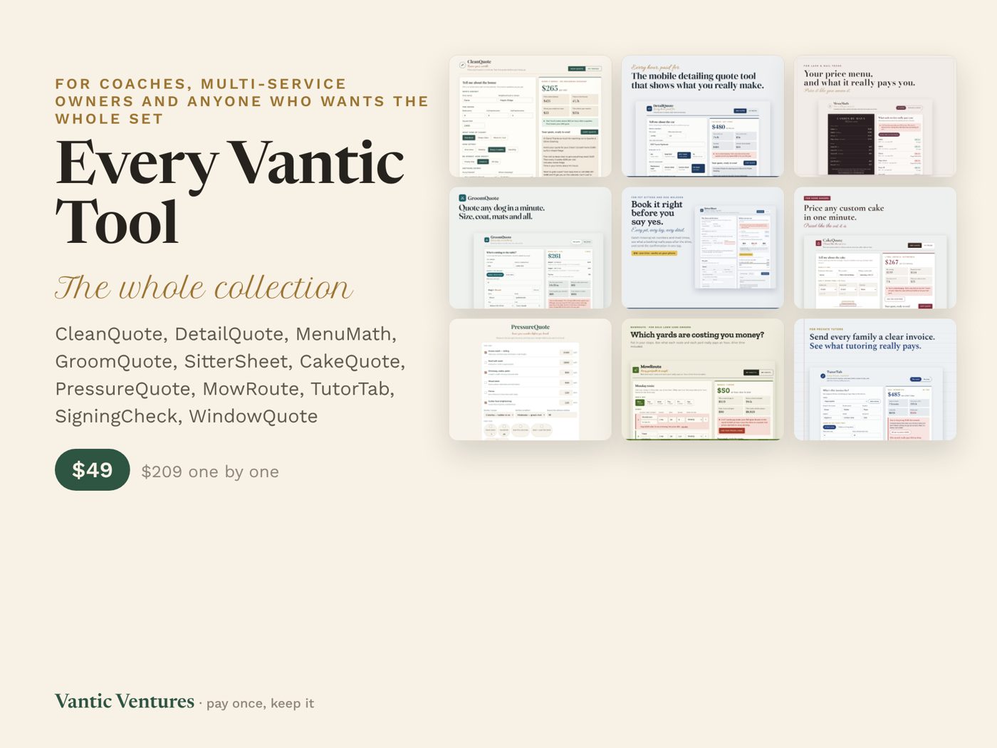 Every Vantic Tool