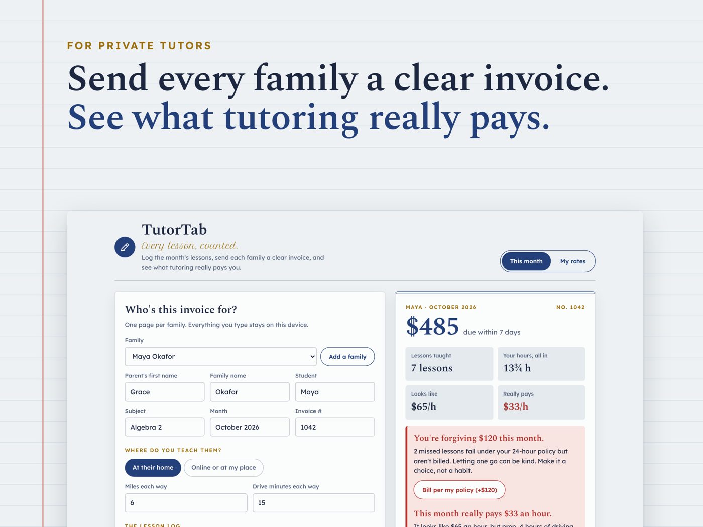 TutorTab screen 1
